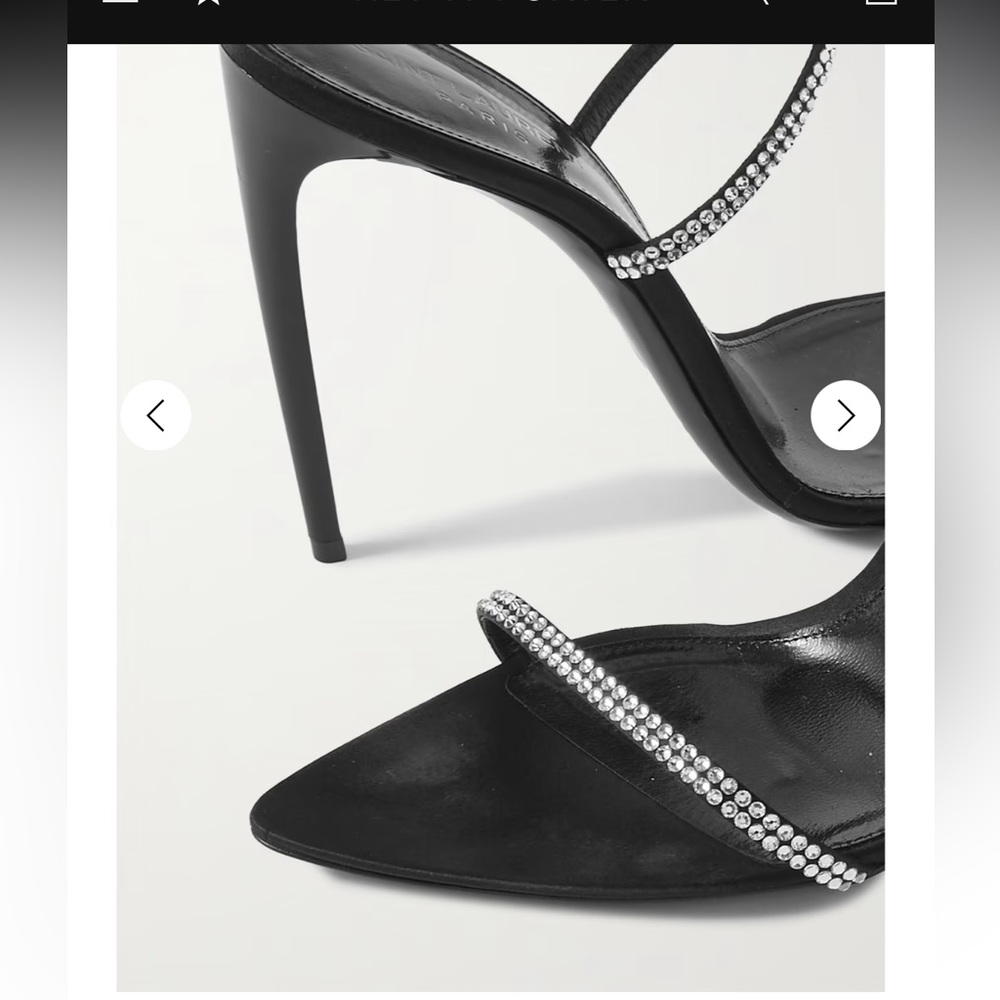 WORN ONCE Saint Laurent Crystal-embellished glossed-leather and silk sandals - Picture 4 of 4